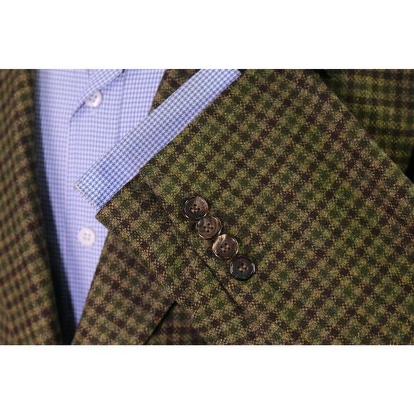 Eduard Dressler Green/Brown Knit Check 100% Cashmere by Zegna 3Btn Sportcoat 44R - Picture 6 of 11
